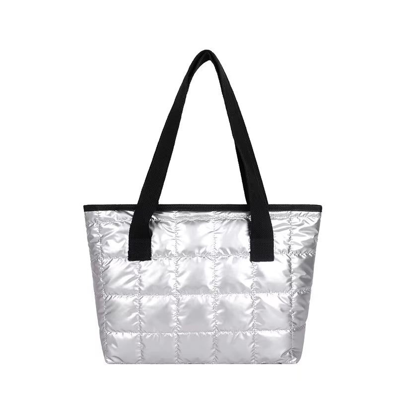 New Fashion Large Tote Padded Handbags Autumn Quilted Women Shoulder Bags Luxury PU down Cotton Thread Crossbody Bag Winter Bag