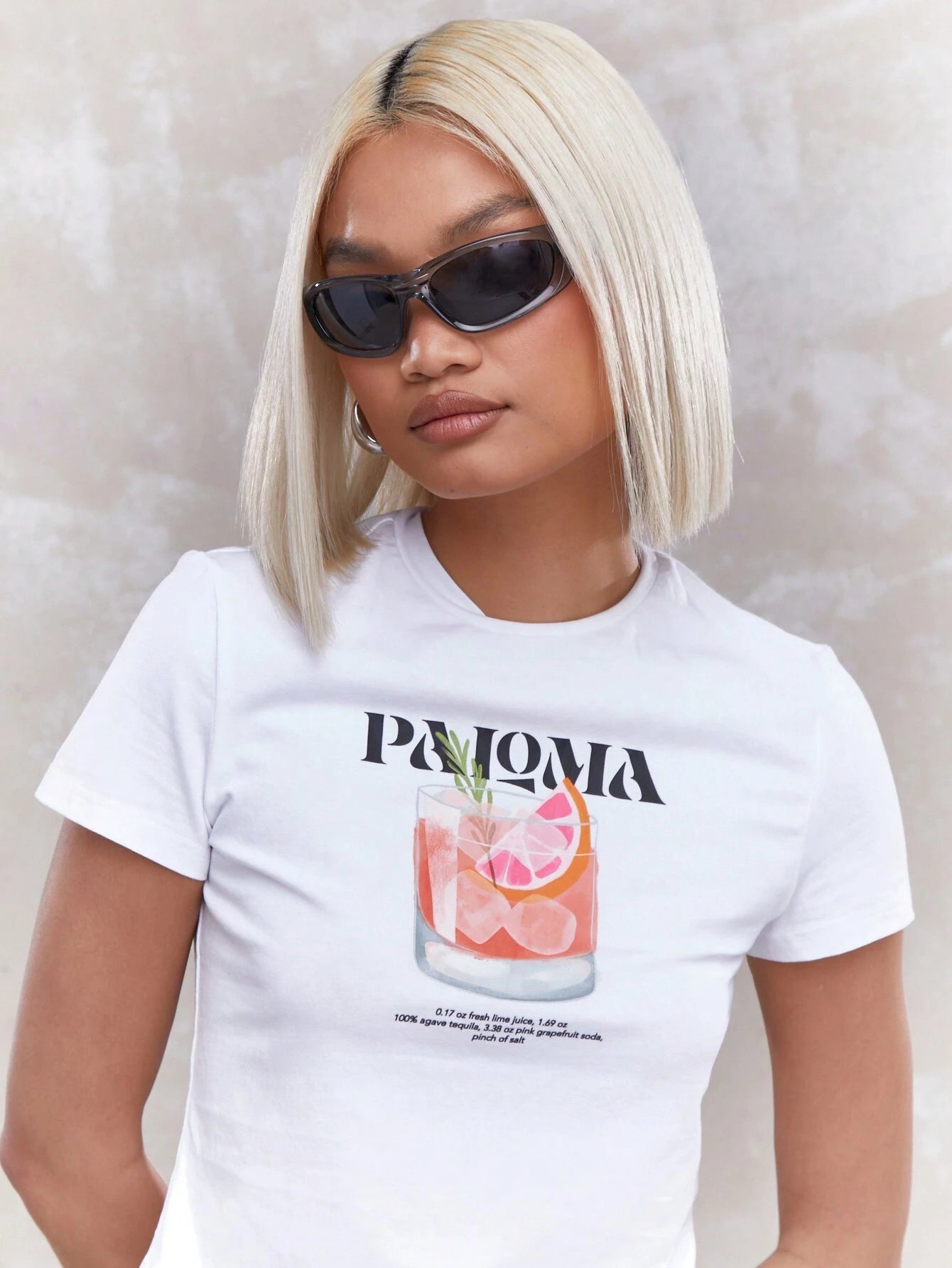 MISSGUIDED Crop Fitted Baby Tee with Paloma Cocktail Print