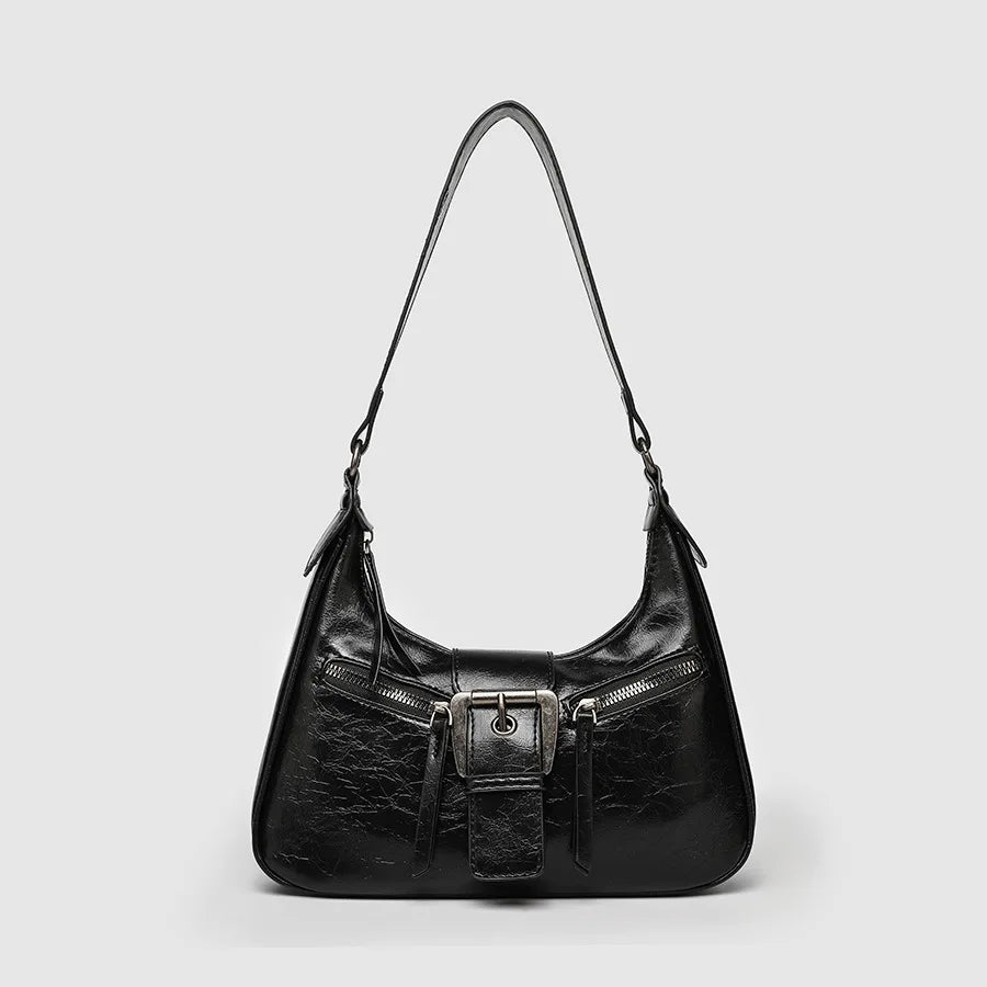 Retro Belt Design PU Leather Shoulder Bags for Women 2025 Y2K Small Vintage Female Underarm Crossbody Bag Fashion Handbags