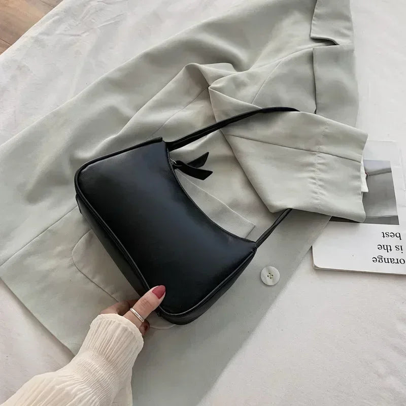 New Women'S Fashion Handbags Retro Solid Color PU Leather Shoulder Underarm Bag Casual Women Hobos Handbags Sac À Main Femme