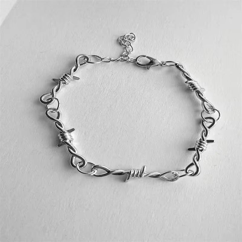 Y2K Barb Wire Choker Chain - Thorned Y2K Punk Chain - Gothic Y2K Chain Necklace -Barbed Wire Choker - Alternative Gothic Jewelry