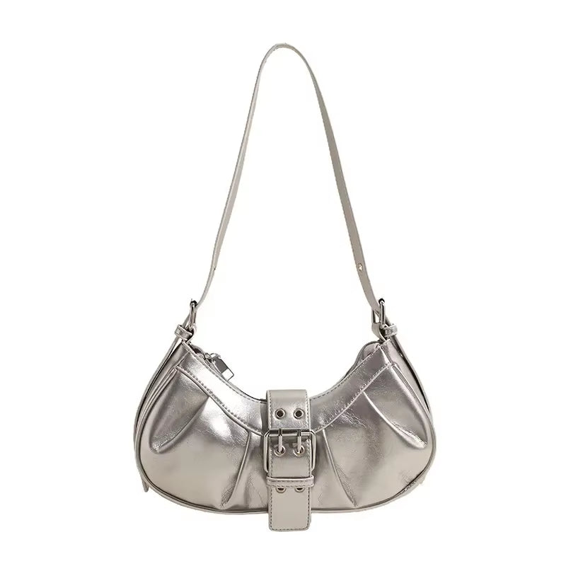 Retro Burgundy Underarm Shoulder Bags for Women PU Leather Vintage Female Crossbody Bag 2025 Y2K New Luxury Designer Handbags