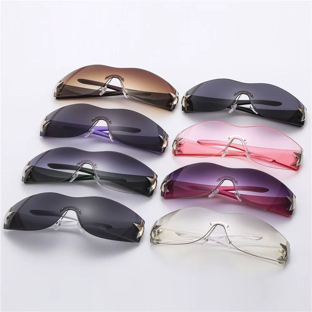 2024 Fashion Punk Y2K Sunglasses for Women Men Trendy Wrap around Sun Glasses Shades Star Decoration Eyewear UV400 Goggles