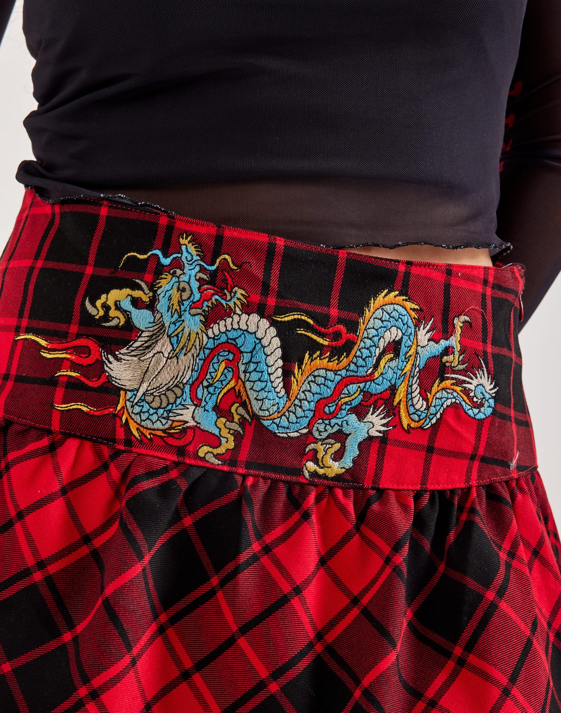 Plaid Dragon Mini Skirt