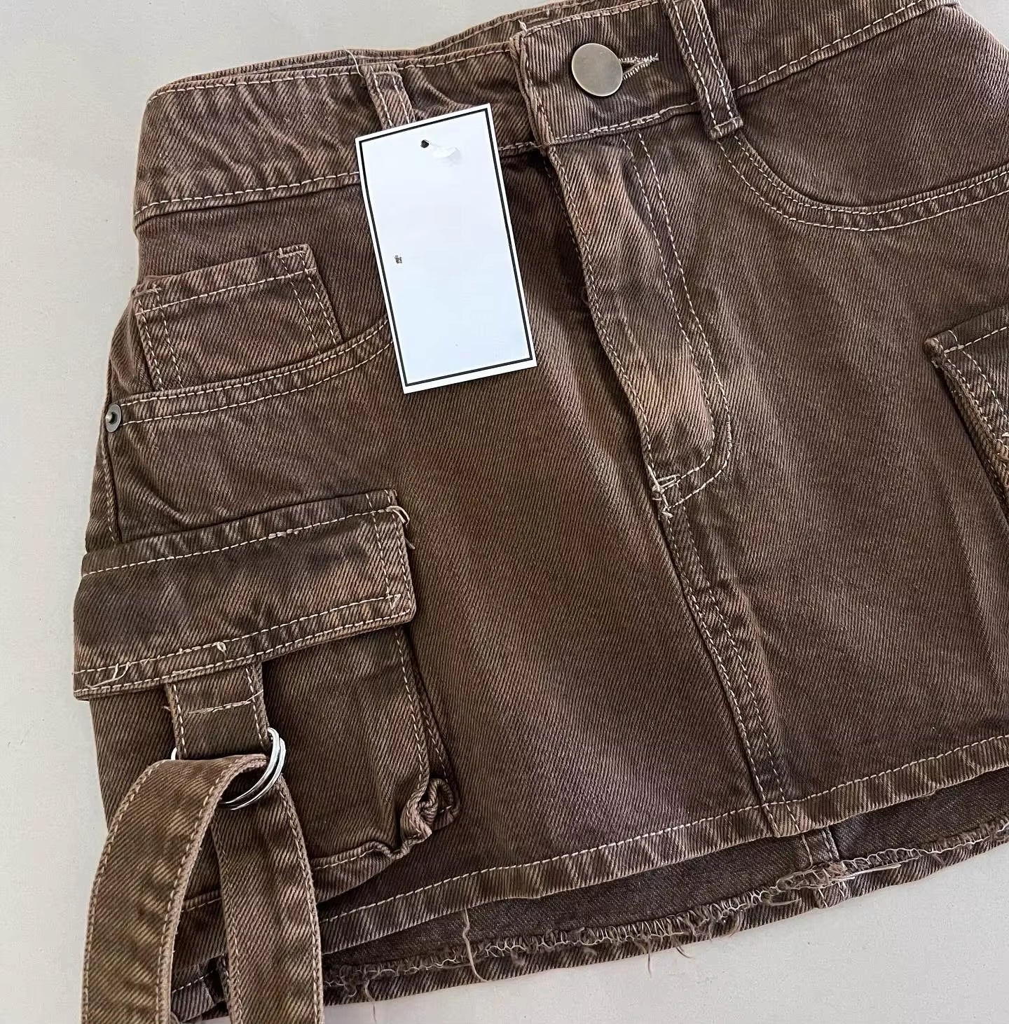 Harajuku Fashion Multiple Pockets Casual Versatile Sexy Denim Skirts for Women Streetwear Y2K Goth Skirt Vintage Black Mini Skir