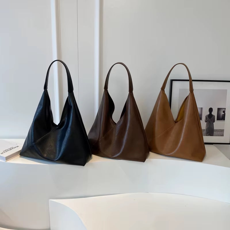 LEFTSIDE Fashion Design Leather Shoulder Bag for Women 2023 Tend Female Simple Big Underarm Hobo Bag Handbags and Purses