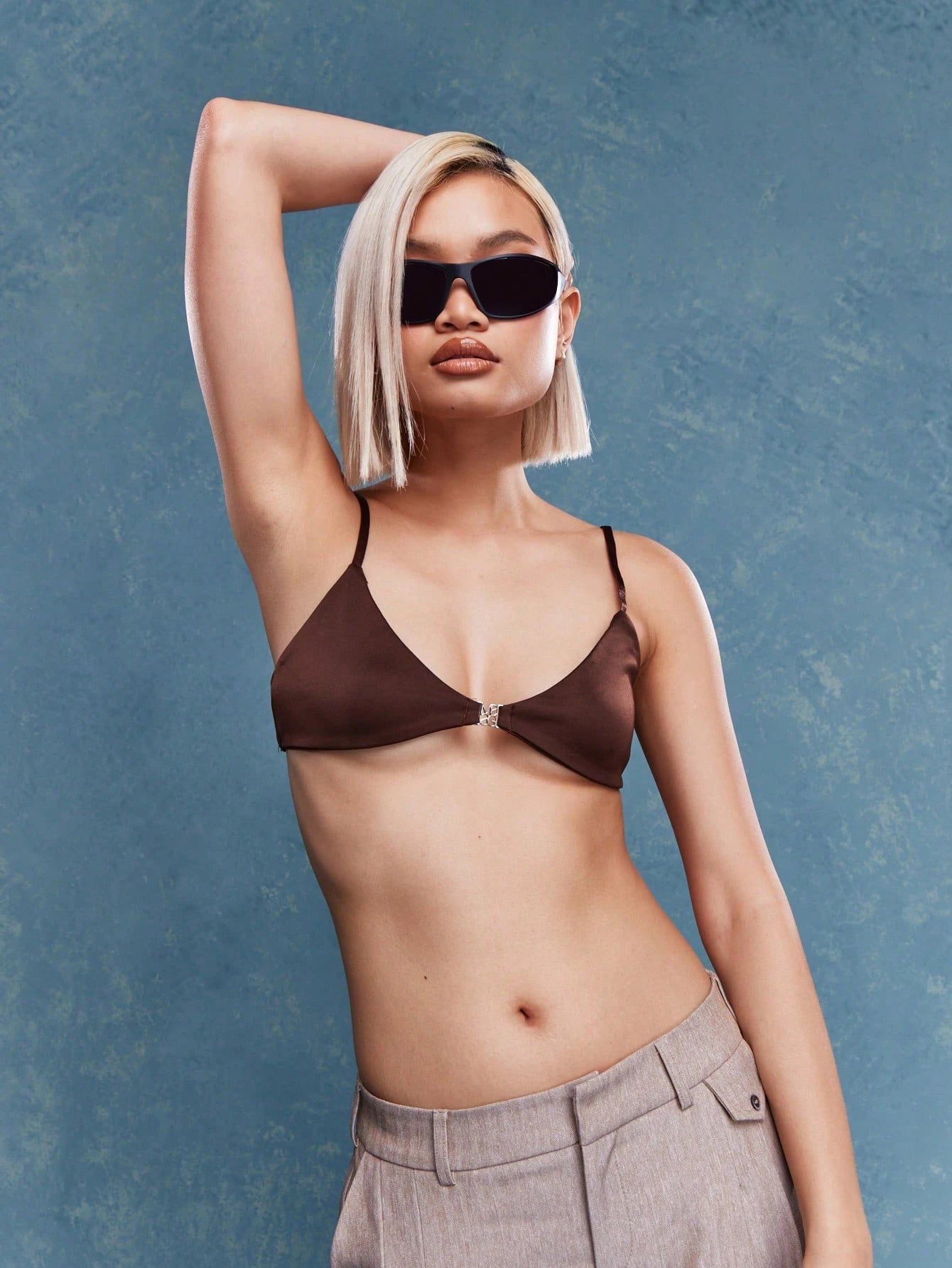 MISSGUIDED Metal Logo Clasp Cami Bra Top