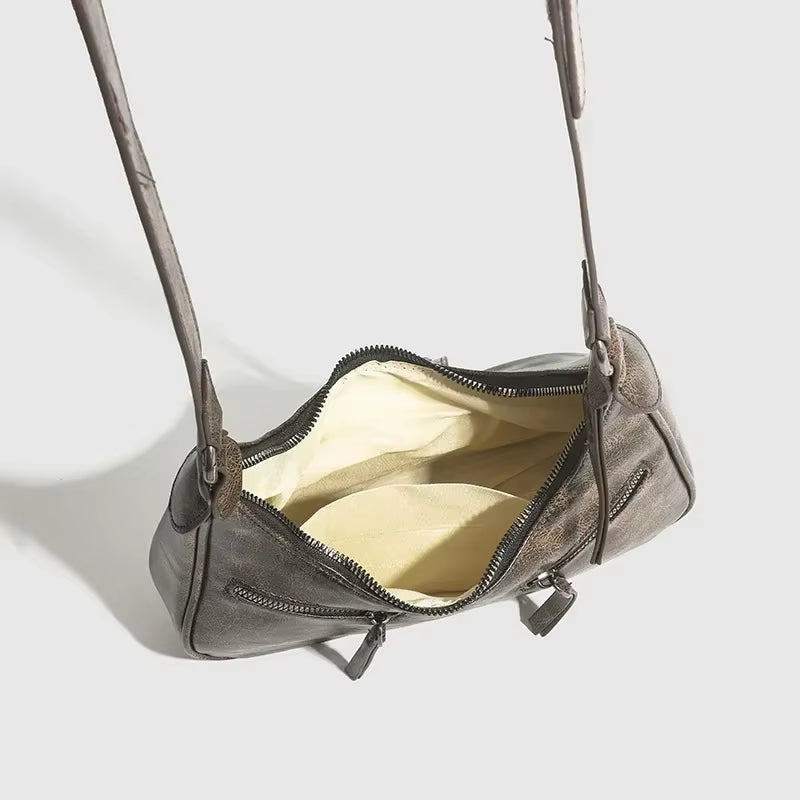 Retro Belt Design PU Leather Shoulder Bags for Women 2025 Y2K Small Vintage Female Underarm Crossbody Bag Fashion Handbags