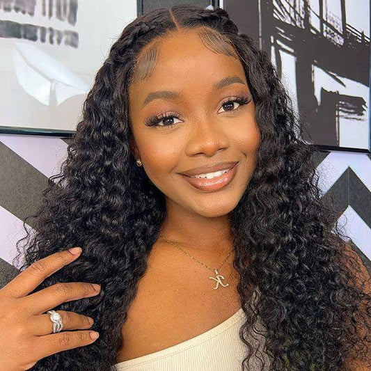 [30 Inch for Only $119] Tuneful Water Wave 13X6 HD Transparent Lace Front Wigs Human Hair 180 Density Wavy Human Hair Wigs for Women Curly Wave Hair Pre Plucked with Baby Hair