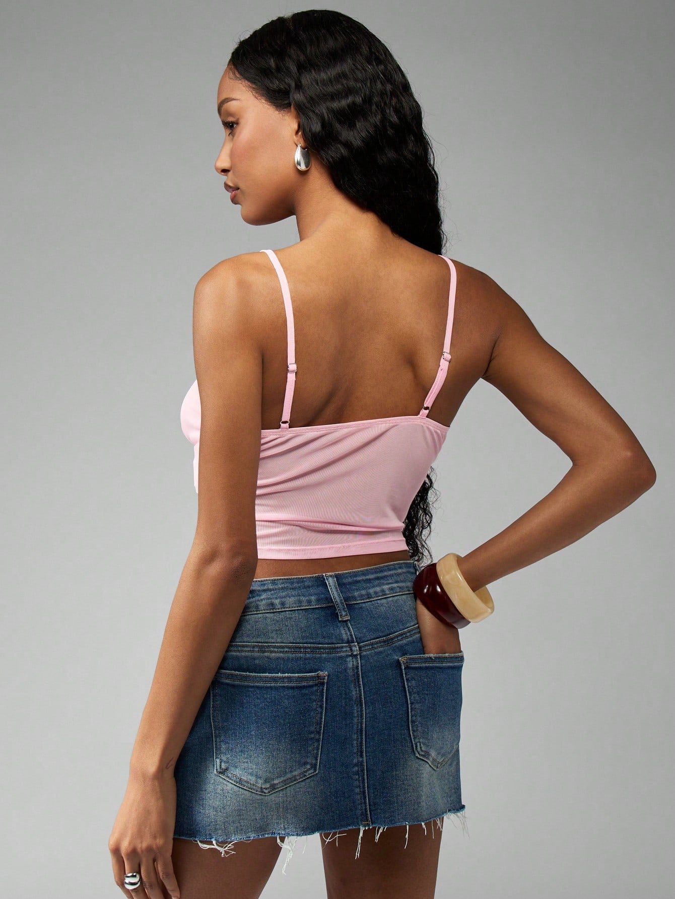 MISSGUIDED Tie Front Cami Top Ribbed Summer Crop Tank Bustier Style Spaghetti Strap Ruched Front Sleeveless Basic Essential Festival Y2K Style Camisole