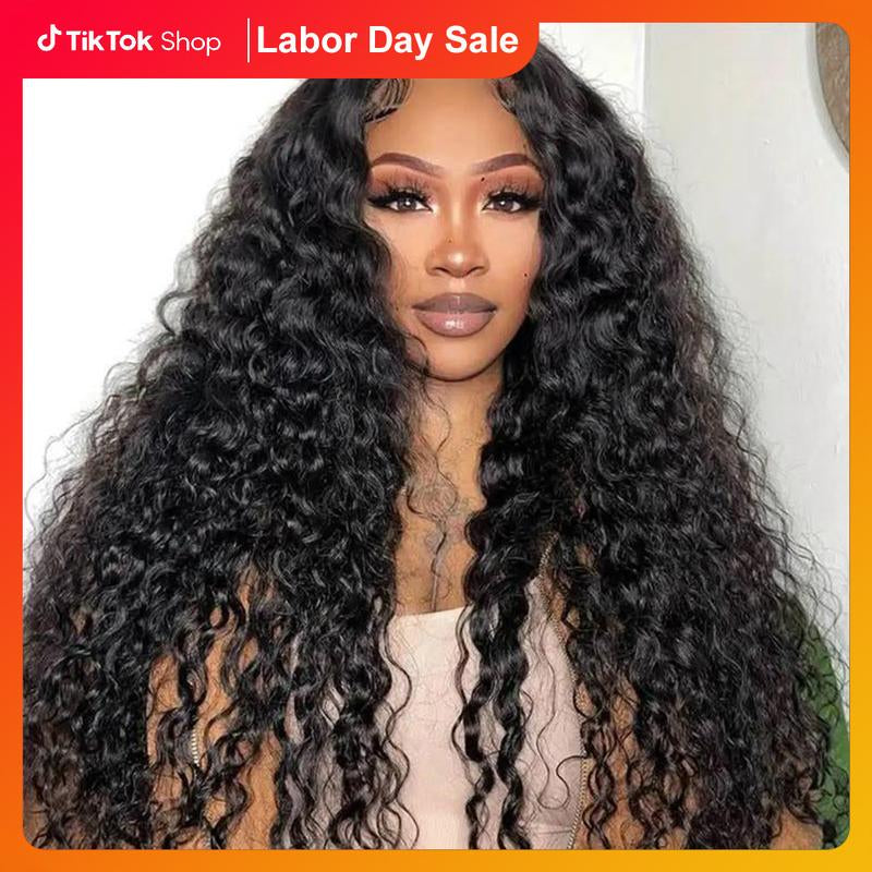 [30 Inch for Only $119] Tuneful Water Wave 13X6 HD Transparent Lace Front Wigs Human Hair 180 Density Wavy Human Hair Wigs for Women Curly Wave Hair Pre Plucked with Baby Hair