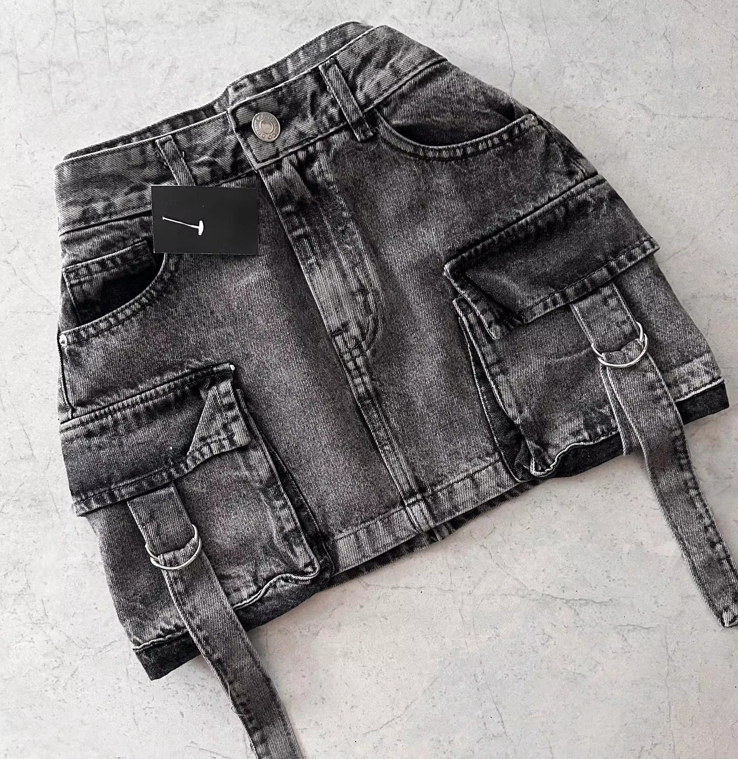 Harajuku Fashion Multiple Pockets Casual Versatile Sexy Denim Skirts for Women Streetwear Y2K Goth Skirt Vintage Black Mini Skir