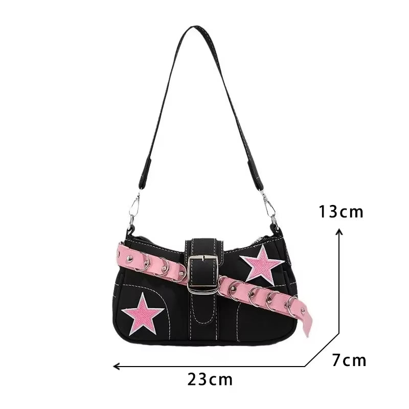Retro Belt Design PU Leather Shoulder Bags for Women 2025 Y2K Small Vintage Female Underarm Crossbody Bag Fashion Handbags