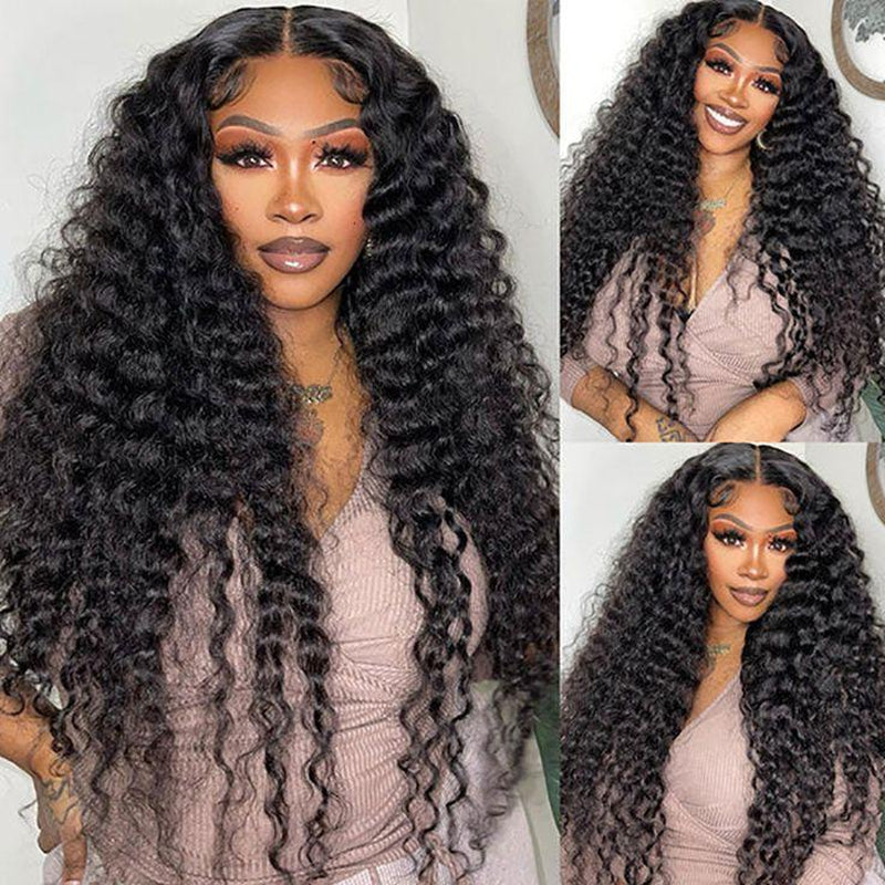 [30 Inch for Only $119] Tuneful Water Wave 13X6 HD Transparent Lace Front Wigs Human Hair 180 Density Wavy Human Hair Wigs for Women Curly Wave Hair Pre Plucked with Baby Hair