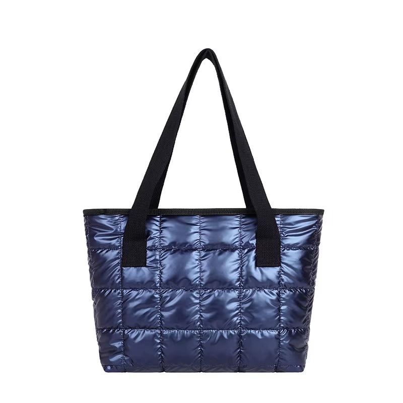 New Fashion Large Tote Padded Handbags Autumn Quilted Women Shoulder Bags Luxury PU down Cotton Thread Crossbody Bag Winter Bag
