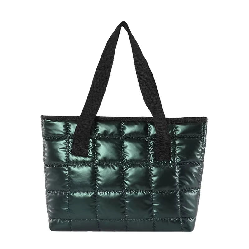New Fashion Large Tote Padded Handbags Autumn Quilted Women Shoulder Bags Luxury PU down Cotton Thread Crossbody Bag Winter Bag