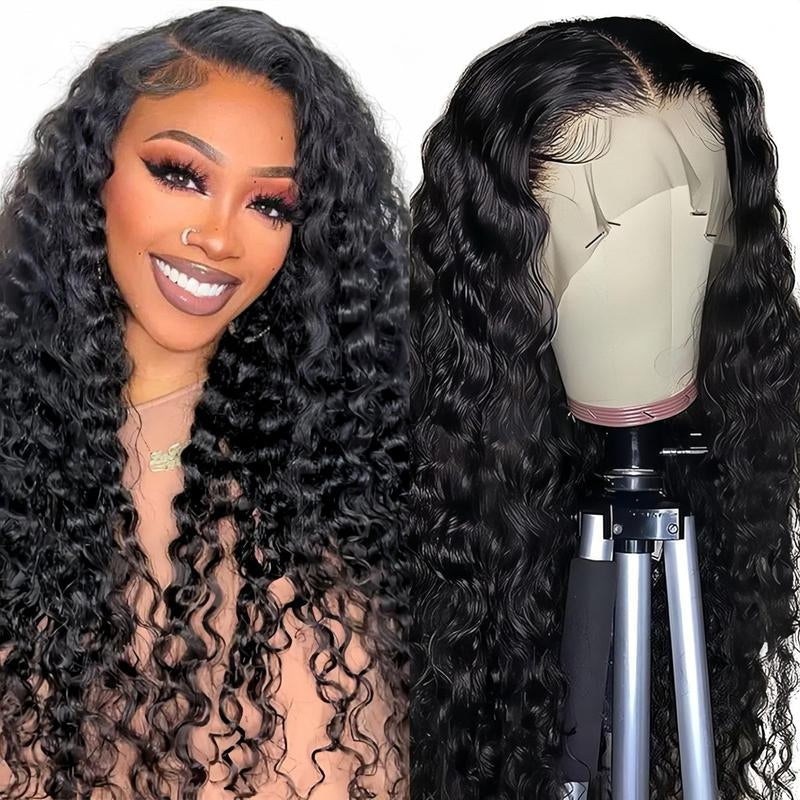 [30 Inch for Only $119] Tuneful Water Wave 13X6 HD Transparent Lace Front Wigs Human Hair 180 Density Wavy Human Hair Wigs for Women Curly Wave Hair Pre Plucked with Baby Hair