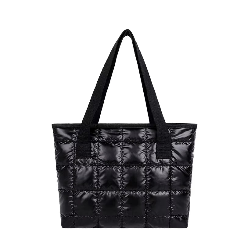 New Fashion Large Tote Padded Handbags Autumn Quilted Women Shoulder Bags Luxury PU down Cotton Thread Crossbody Bag Winter Bag
