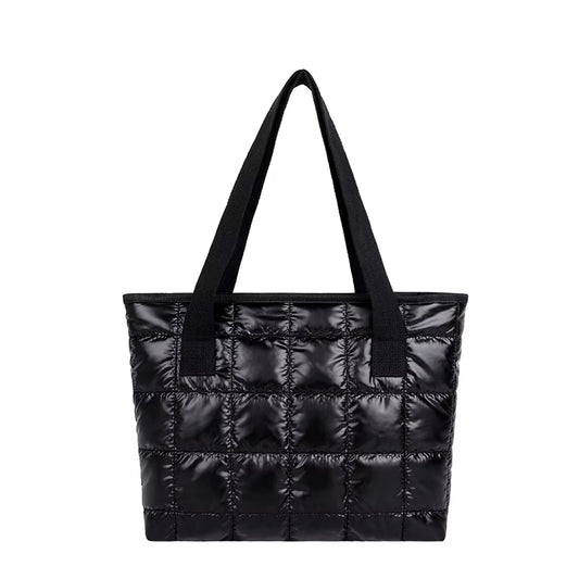 New Fashion Large Tote Padded Handbags Autumn Quilted Women Shoulder Bags Luxury PU down Cotton Thread Crossbody Bag Winter Bag
