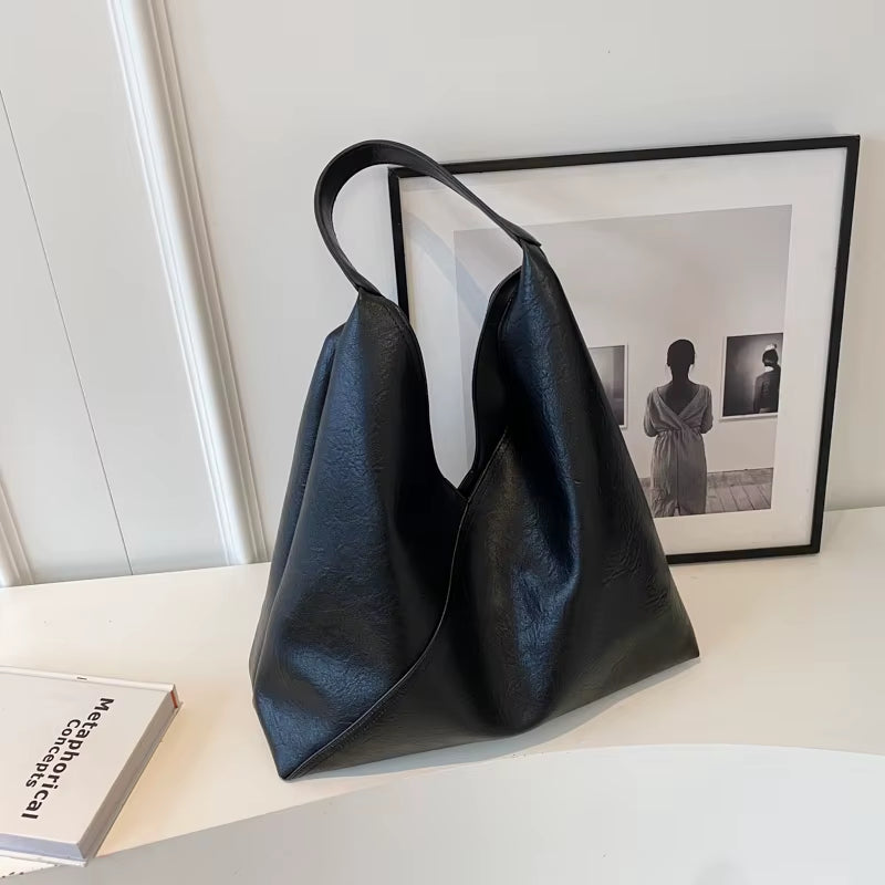 LEFTSIDE Fashion Design Leather Shoulder Bag for Women 2023 Tend Female Simple Big Underarm Hobo Bag Handbags and Purses
