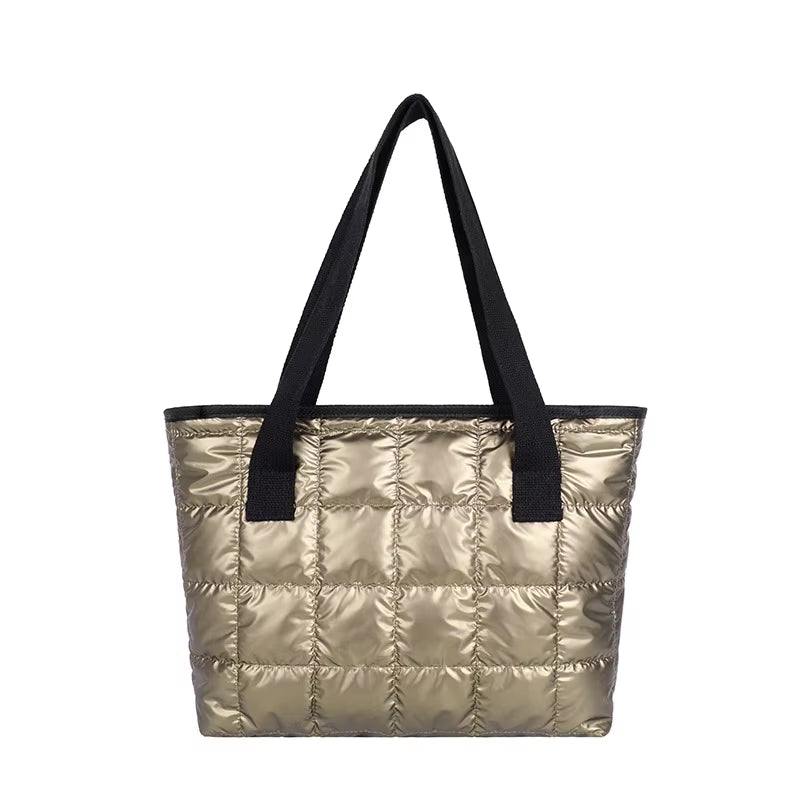 New Fashion Large Tote Padded Handbags Autumn Quilted Women Shoulder Bags Luxury PU down Cotton Thread Crossbody Bag Winter Bag