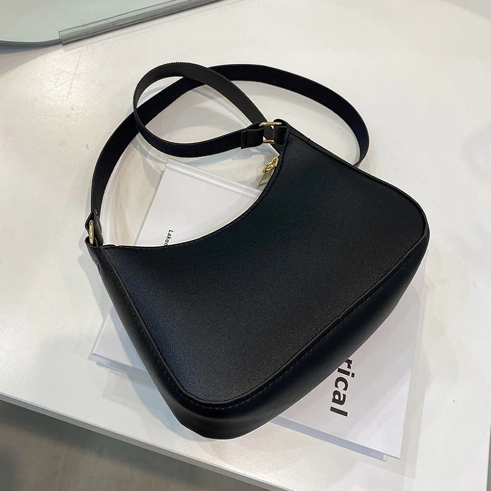 New Women'S Fashion Handbags Retro Solid Color PU Leather Shoulder Underarm Bag Casual Women Hobos Handbags Sac À Main Femme