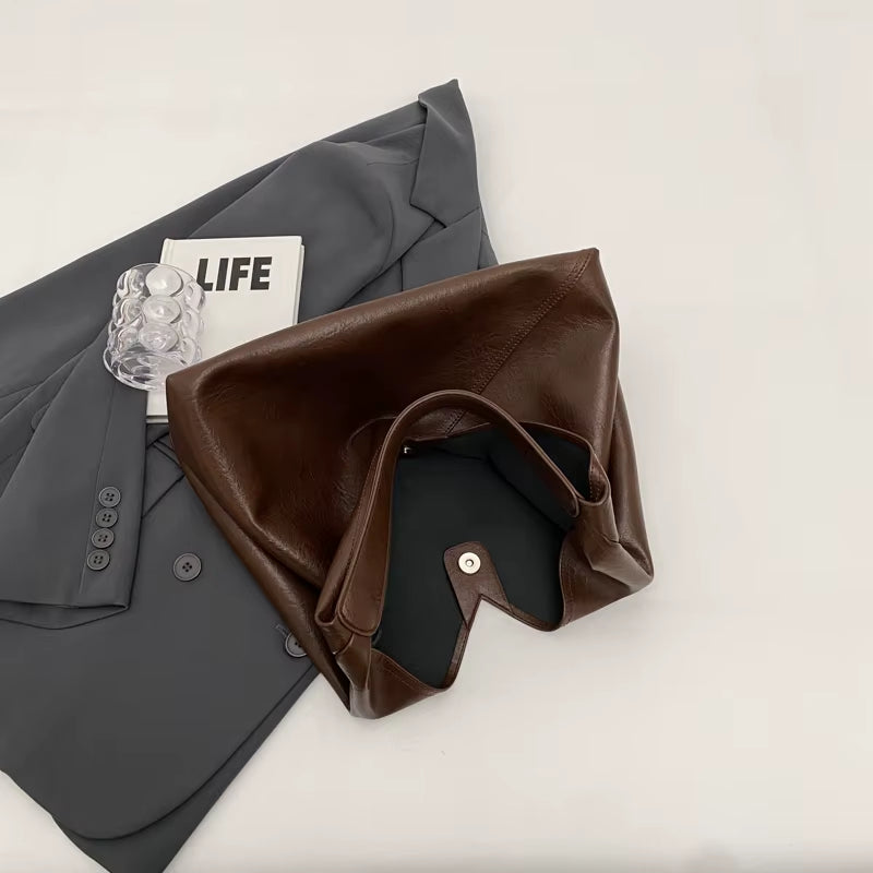 LEFTSIDE Fashion Design Leather Shoulder Bag for Women 2023 Tend Female Simple Big Underarm Hobo Bag Handbags and Purses
