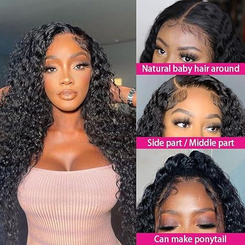 [30 Inch for Only $119] Tuneful Water Wave 13X6 HD Transparent Lace Front Wigs Human Hair 180 Density Wavy Human Hair Wigs for Women Curly Wave Hair Pre Plucked with Baby Hair