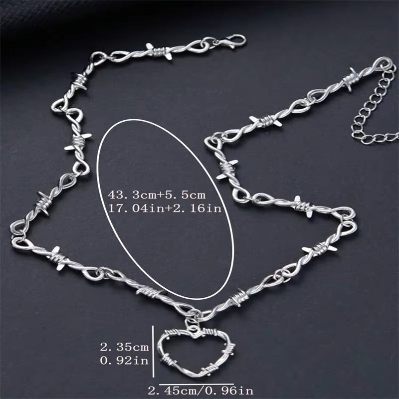 Y2K Barb Wire Choker Chain - Thorned Y2K Punk Chain - Gothic Y2K Chain Necklace -Barbed Wire Choker - Alternative Gothic Jewelry